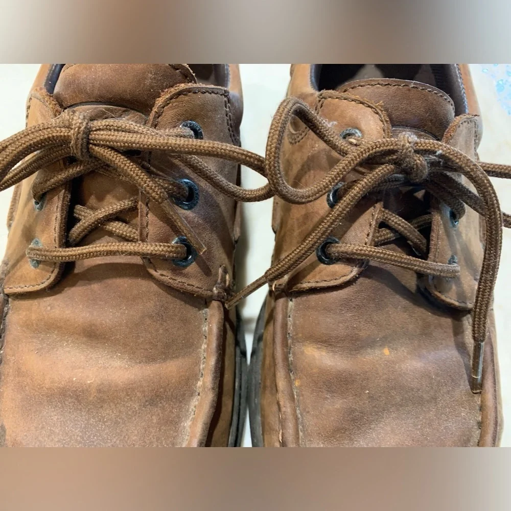Rockport Brown Leather Lace Up Boat Shoes Sz 10